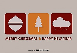 圣誕快樂和新年明信片