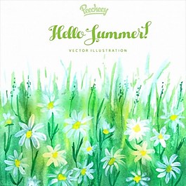 夏天水彩插圖
