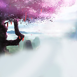 卡通手繪紫色唯美背景