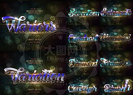 10款鏡面質感的3D藝術字PSD模板