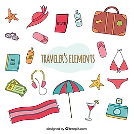 手拉的旅行物品包