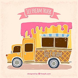 手拉可愛的冰淇淋車