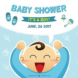 嬰兒洗澡卡片與男孩插圖
