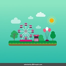 多彩的游樂園插圖
