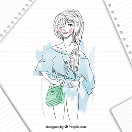手繪時尚女性