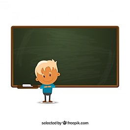 男孩和一个黑板