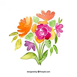 水彩風(fēng)格的花花束