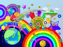 彩虹圓圈矢量圖素材