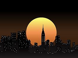 城市夜景矢量圖素材
