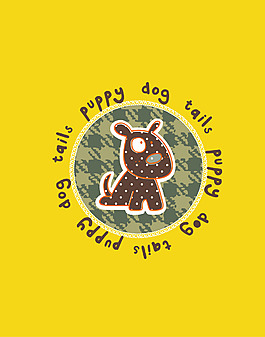 卡通動物印花素材 小狗logo