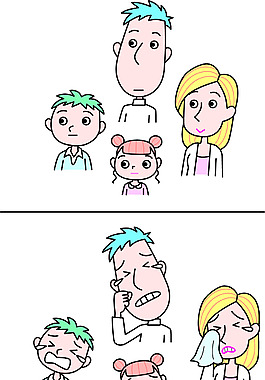 痛哭的一家人