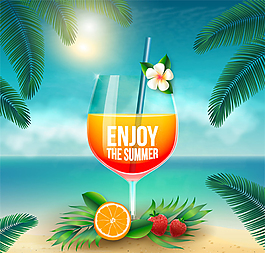享受夏季手繪飲品海報
