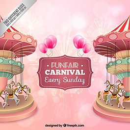 漂亮的游樂場(chǎng)的旋轉(zhuǎn)木馬的背景
