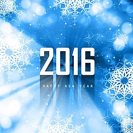 藍(lán)色的2016年的背景與雪花