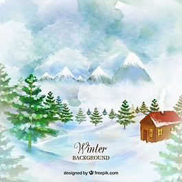 一個(gè)鄉(xiāng)村水彩背景的房子
