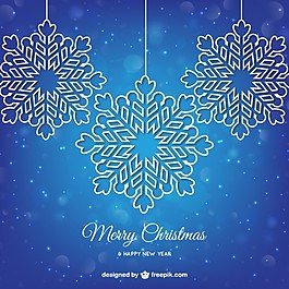 在藍色的背景虛化的背景，白色的雪花