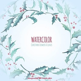 水彩畫的槲寄生的圣誕背景
