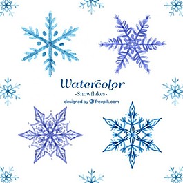 水彩蓝色的雪花