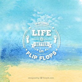 水彩背景的夏季徽章