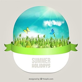 在草地上的陽(yáng)光燦爛的夏天