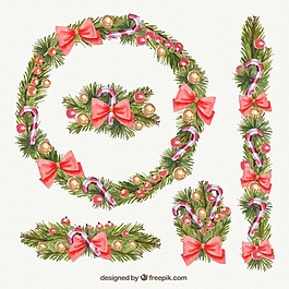 水彩畫風(fēng)格的裝飾圣誕花環(huán)