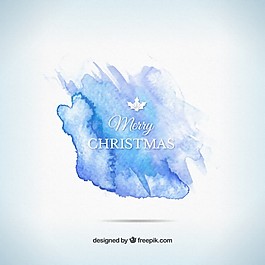 藍水彩畫圣誕問候