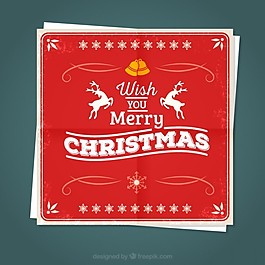 復(fù)古風(fēng)格的紅色圣誕賀卡