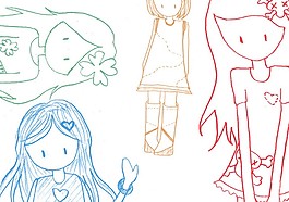 手绘涂鸦小女孩PS笔刷