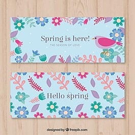 花的春天的旗幟