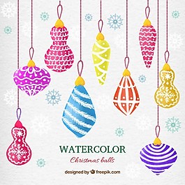 水彩風(fēng)格的圣誕球