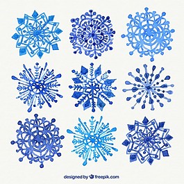 蓝色水彩的雪花
