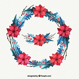 水彩畫的圣誕花環(huán)