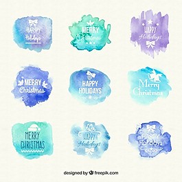水彩圣誕節(jié)的標(biāo)簽