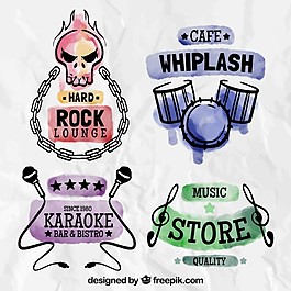 彩色水彩音樂徽章