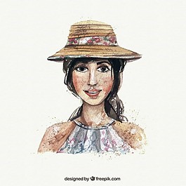 水彩画的美丽的女人