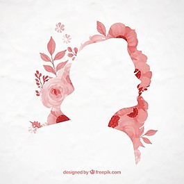 手畫的花和一個女性的輪廓