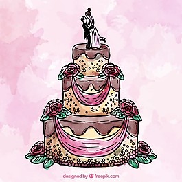 水彩风格的婚礼蛋糕