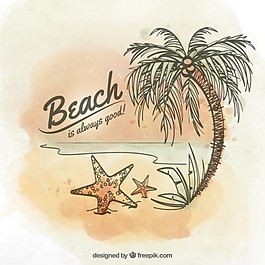 海灘上的插圖