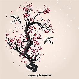 手繪櫻桃樹