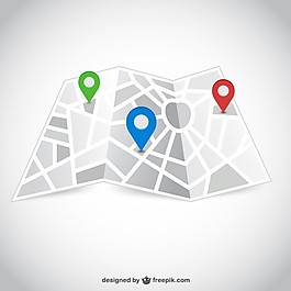 帶有指針的街道地圖