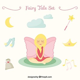 手畫(huà)的可愛(ài)仙女的元素