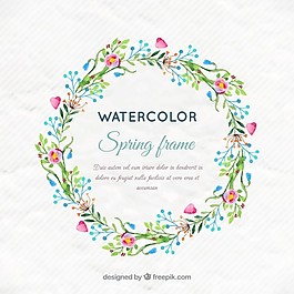 水彩花花環(huán)與心