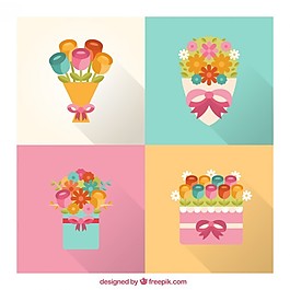 在平面設(shè)計(jì)中的幾個(gè)可愛(ài)的花束