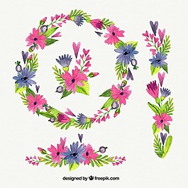 水彩花卉花環(huán)和花卉裝飾品