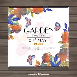水彩畫的老式花園派對(duì)邀請(qǐng)