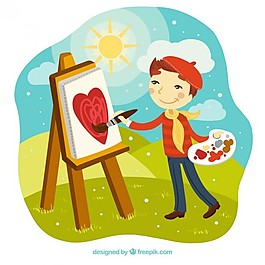 山水畫男孩