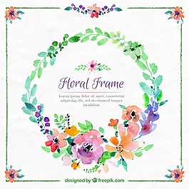 水彩顏色的花花環(huán)