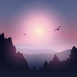 山地景觀剪影