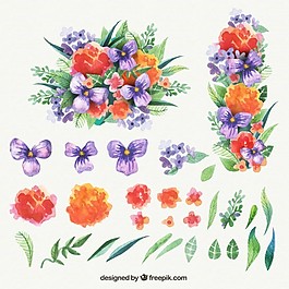 水彩風格的彩色花