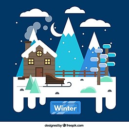 下雪的冬天的小屋